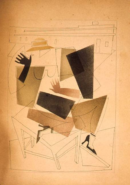 Dame auf dem Tisch sitzend von Wladimir Wassiljewitsch Lebedew, 1925.