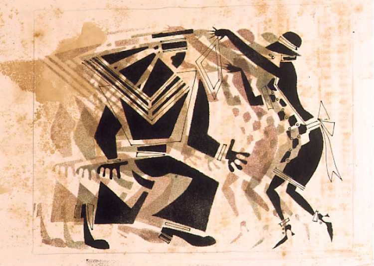 Der Matrose hat das Taschentuch der Parvenu-Dame verdorben von Wladimir Wassiljewitsch Lebedew, 1925.