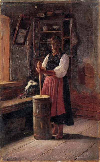 Die Butterzubereitung von Viktor Andreevich Simov, 1884.
