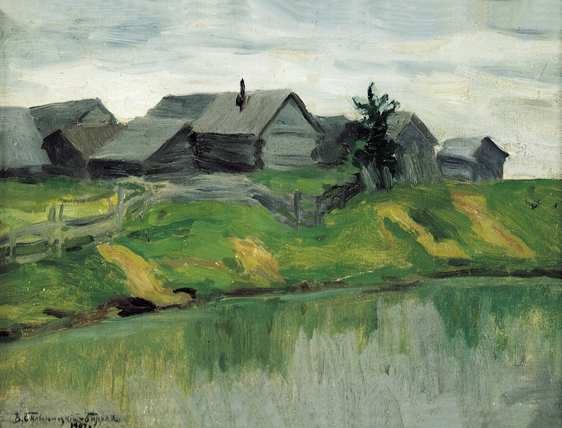Häuser am Teichufer von Vitol'd Kaetanovich Bialinitskij-Birulia, 1907.