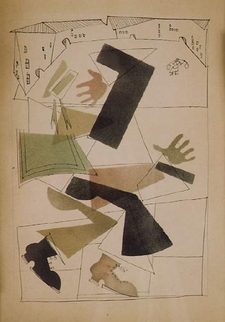 Matrose mit Häusern von Wladimir Wassiljewitsch Lebedew, 1925.