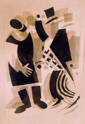 Der alte Bourgeois im Frack begegnet dem Dvornik von Wladimir Wassiljewitsch Lebedew, 1925.