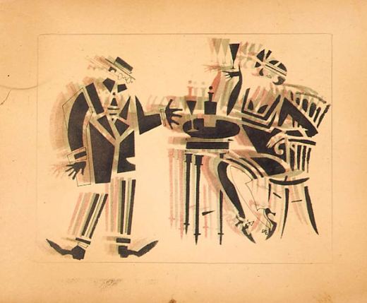 Der elegante Angestellte. Verabredung im Café mit der Freundin von Wladimir Wassiljewitsch Lebedew, 1925.