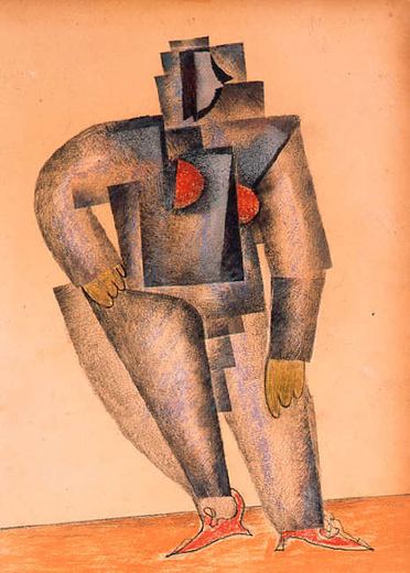 Frau mit roten spitzen Schuhen von Kazimir Sewerinowitsch Malewitsch, 1920.