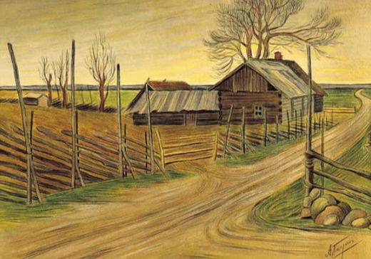 Gehöft im Herbst von Aleksandr Fjodorowitsch Gausch.