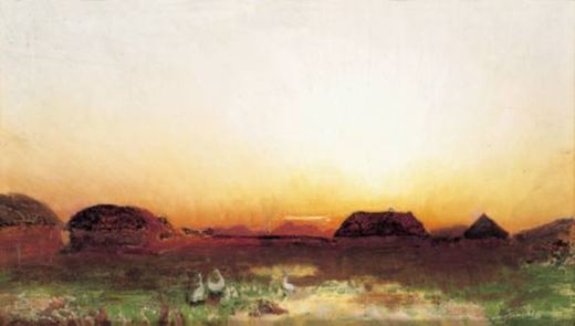Hütten bei Sonnenuntergang von Nikolai Nikanorowitsch Dubowskoi, 1885.