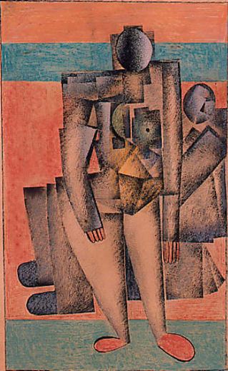 Sitzender Mann und stehende Frau von Kazimir Sewerinowitsch Malewitsch, c. 1920.