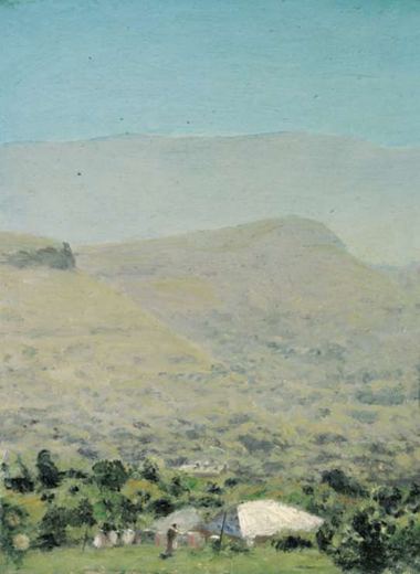 Von der Anhöhe. In der Sonne aufgehängte Wäsche von Nikolai Nikanorowitsch Dubowskoi, 1899.