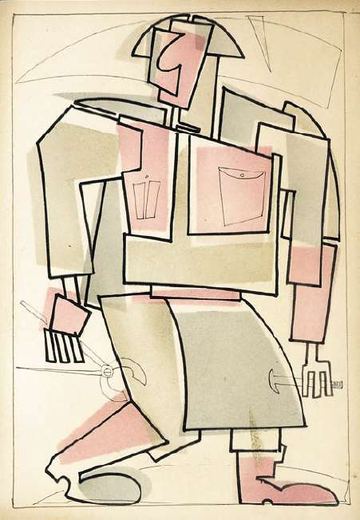 Zimmermann mit Hammer und Zange von Vladimir Yevgrafovich Tatlin, 1920.